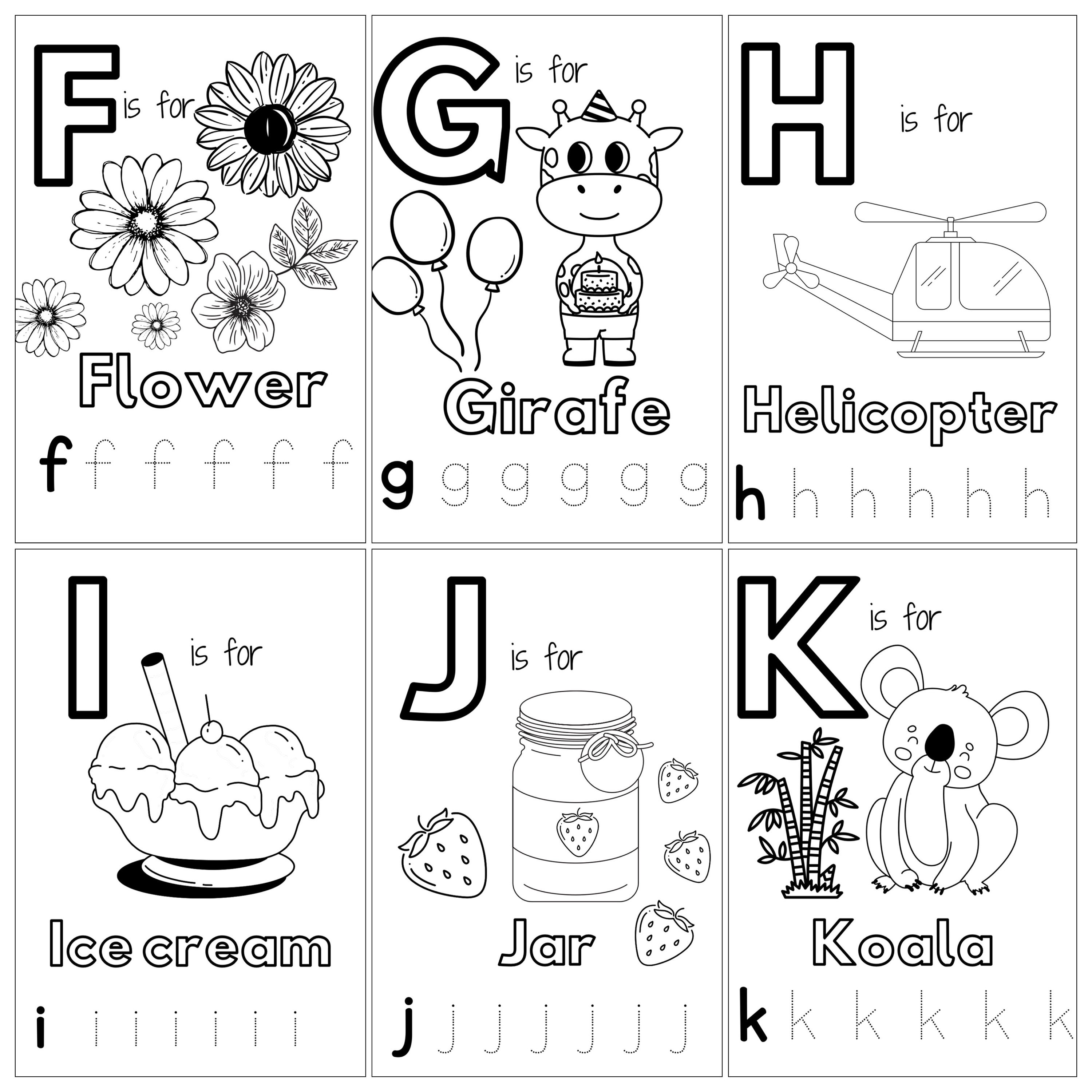 Printable Alphabet Coloring Pages, From A to Z, 26 Pages Instant