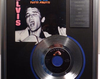 Elvis Presley - Zapatos de gamuza azul Collage sencillo con disco de plata/oro (Disco de vinilo, oro, platino)