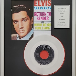 Elvis Presley - Return to Sender Single Collage with silver / gold record (Vinyl Record, gold, platinum)