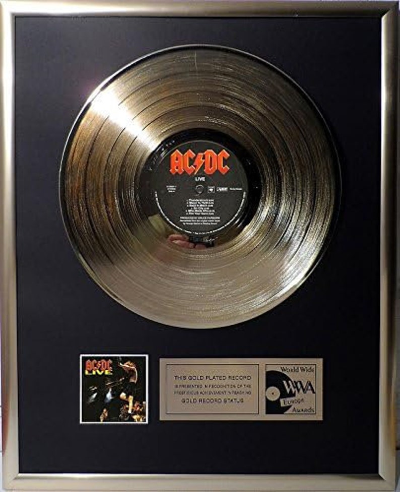 Collage mit AC/DC - Live goldene Schallplatte gold record - Etsy.de