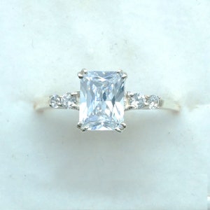 Emerald Cut Cubic Zirconia 925 Sterling Silver Ring For Women Engagement Ring Luxury five Stone Ring Gifts For Her, CZ Diamond wedding ring