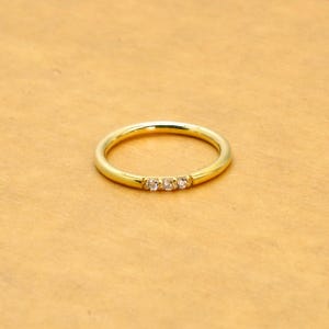 Dainty Zircon Stacking Ring- Gold plated Minimalist Simple small Zircon Sterling SilverThin Delicate Ring for Women-Anniversary Gift for Her