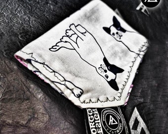 Chusteczka z nadrukiem psa: japońska poszetka - H3