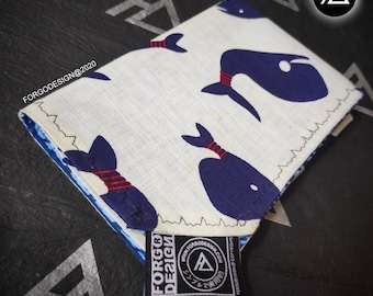 Chusteczka z nadrukiem wieloryba: japońska poszetka-H7