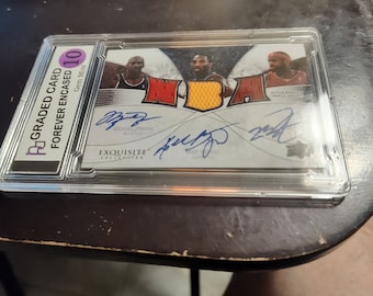 Upper Deck Exquisite Collection Jordan,Kobe and Lebron Auto Gem Mint 10 reprint