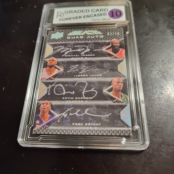 Upper Deck Black Quad Auto Jordan,Lebron,Kobe and Garnett Gem Mint 10 reprint