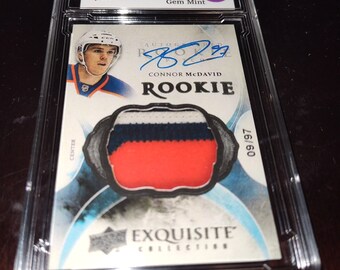 Upper Deck Exquisite Collection Connor McDavid Rookie Auto Patch Gem Mint 10 reprint auto facsimile non patch