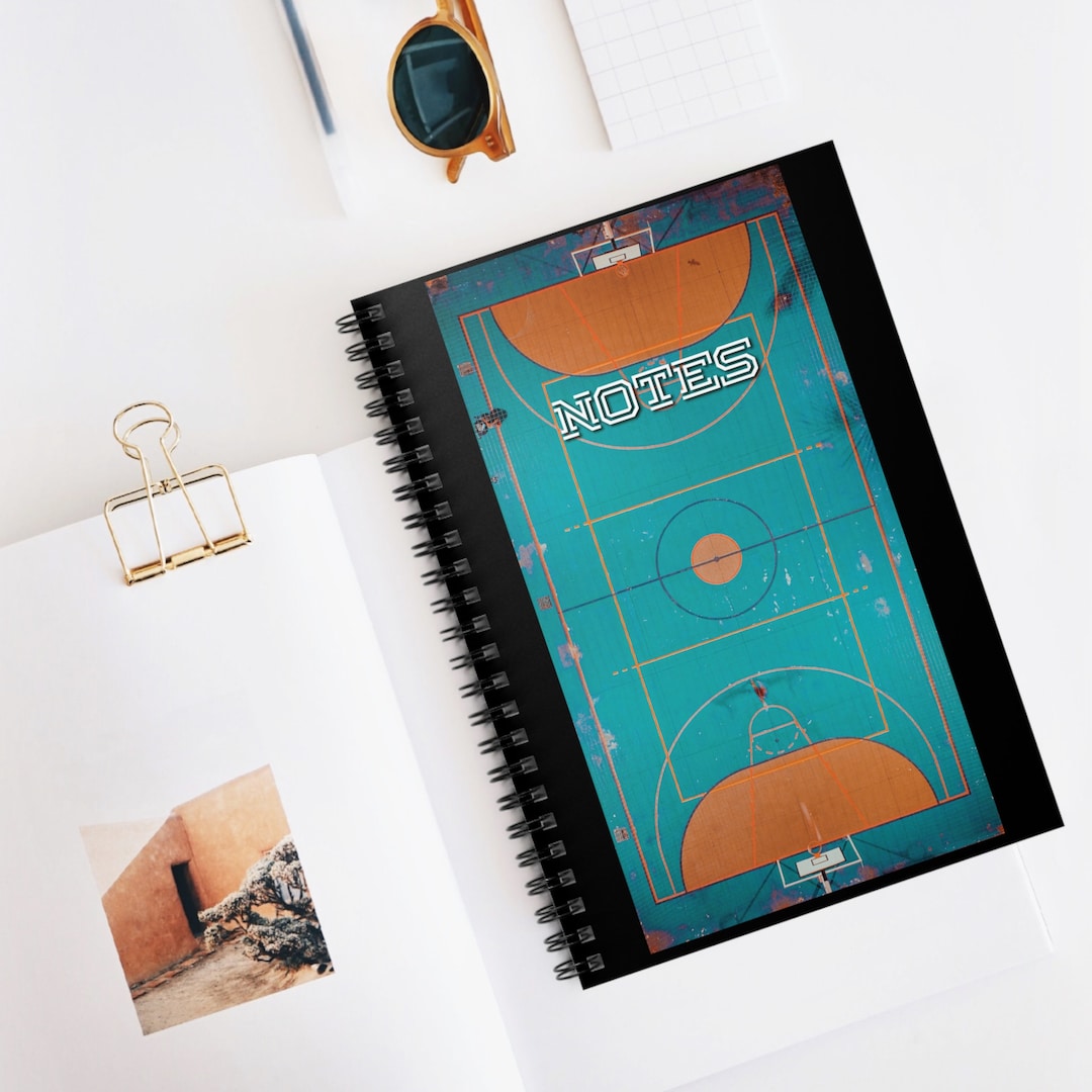 Basketball Spiral Notebook - Basketball Court - Ruled Line - Etsy