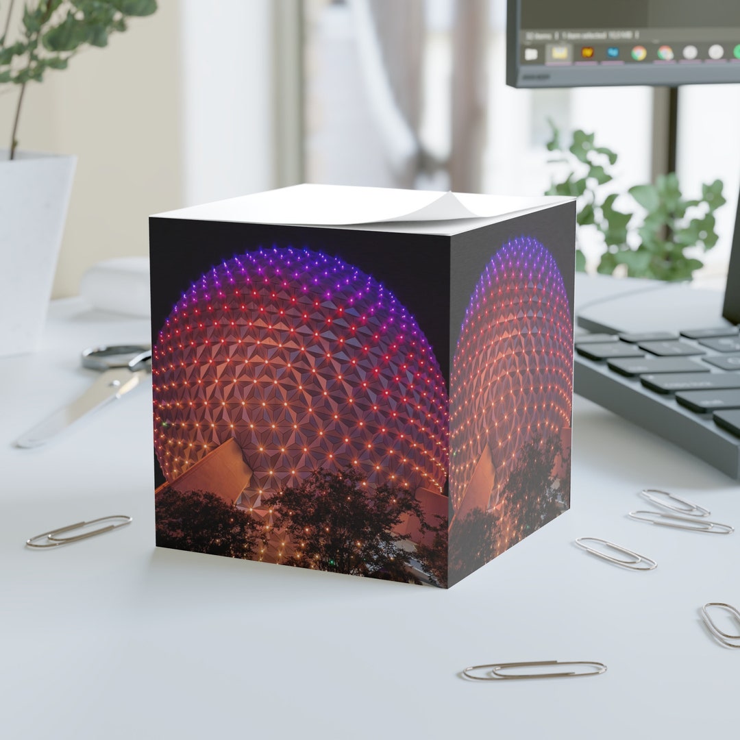 Disney Sticky Notes - Disney Note Cube - Spaceship Earth - Epcot - Etsy