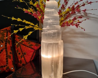 Selenite Lampe Turm Selenit Kristall Lampe Eisberg Nachtlicht Lampen Tischlampe Tischleuchte Dekoration home decor