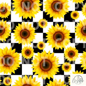 Sunflowers and Checkers Seamless Pattern Digital File JPEG Digital Download Sunflower Pattern Sunflower Patterns Fabric Print Etsy