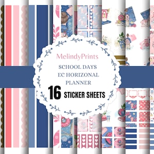 School Days EC Horizontal Planner stickers! 16 Pages Printable Planner Stickers!