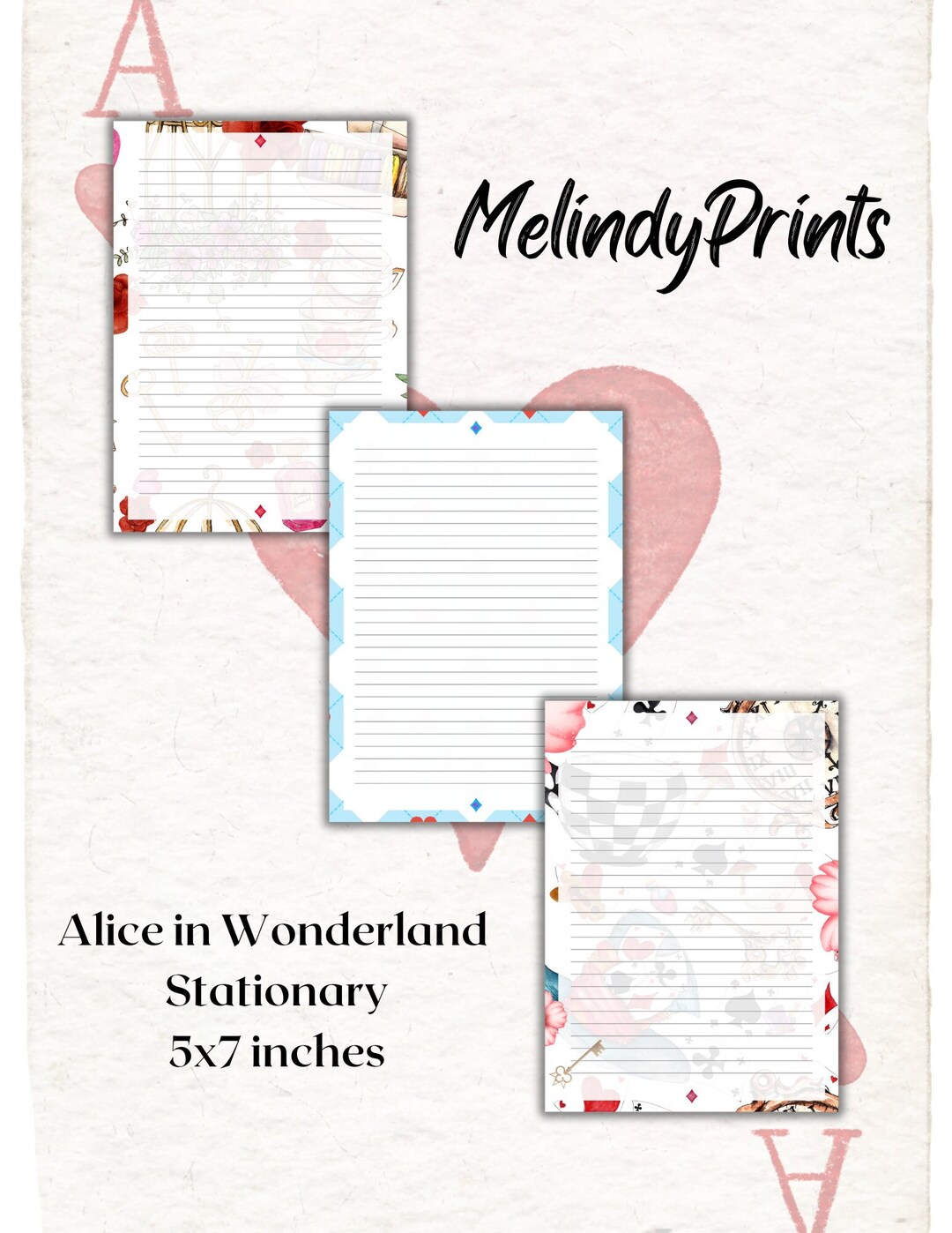 Alice in Wonderland Stationary Printable Download - Etsy