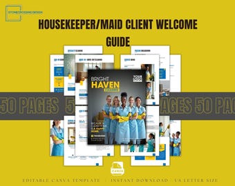 Cleaning Business Client Welcome Guide | Editable Canva Template