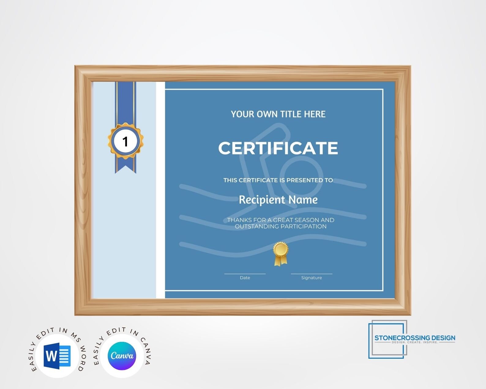 Editable Participation Sports Certificate Template With Photo. - Etsy