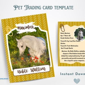 Horse Pet Trading Card Template | Pet Trading Card Template | Canva Template | Editable Trading Card | Horse Card