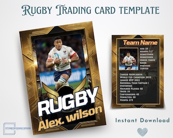 Plantilla de tarjeta comercial de rugby para niños / Plantilla de tarjeta comercial / Plantilla Canva / Tarjeta comercial editable / Tarjeta de rugby para niños