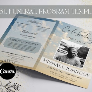 8 Page Funeral Program Template | 8 Page Obituary Template | 8.5 x 11 inch | Memorial Programs | Memorial Service
