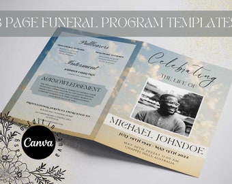 8 Page Funeral Program Template | 8 Page Obituary Template | 8.5 x 11 inch | Memorial Programs | Memorial Service