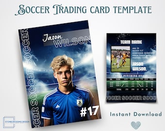 Boys Soccer Trading Card Template | Trading Card Template | Canva Template | Editable Trading Card | Boys Soccer Card