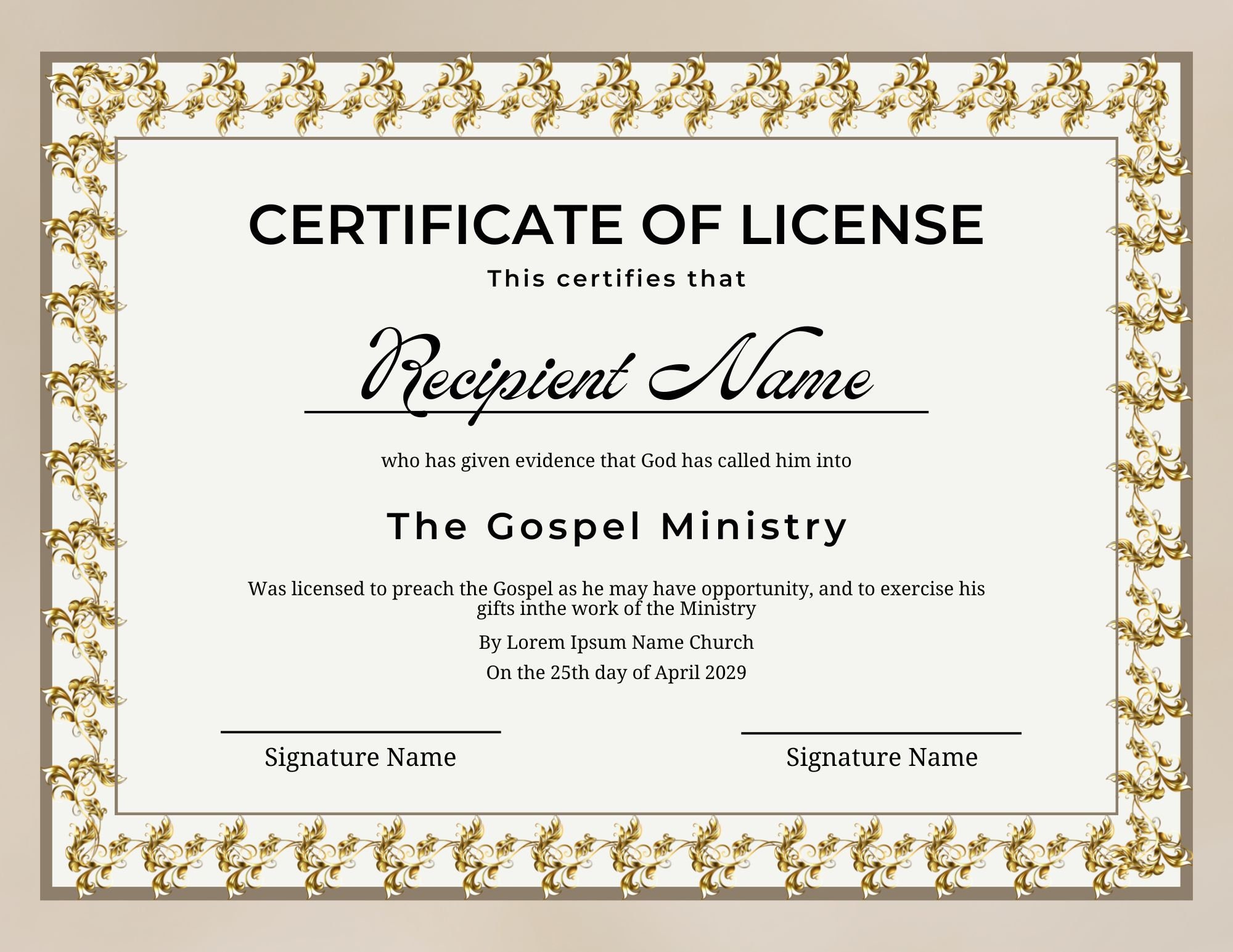 Editable Certificate of License Template. Award Template. - Etsy UK