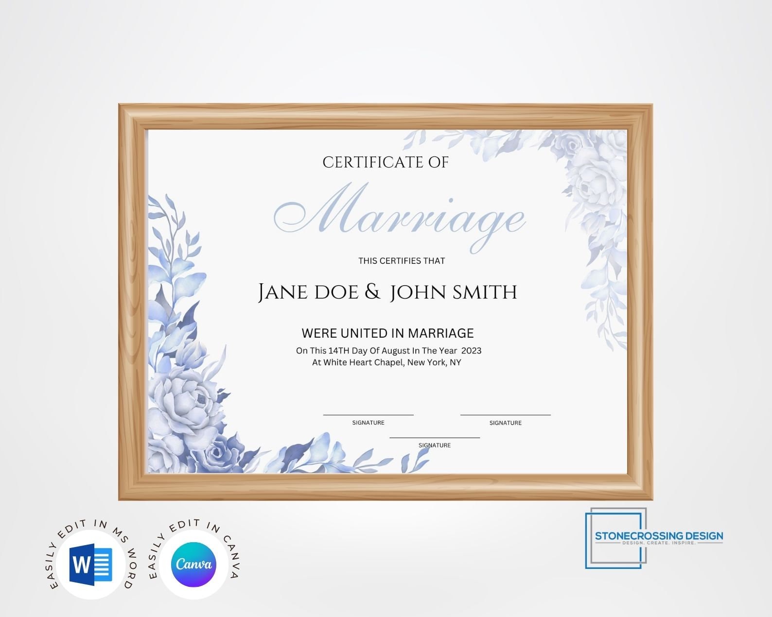 Editable Certificate of Marriage Template. Marriage License. Printable ...