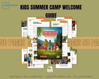 Kids Summer Camp Welcome Kit | Editable 50-Page Canva Template