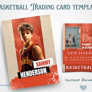 de Carte à collectionner de basket-ball pour garçons | de Carte à collectionner | Modèle de toile | Carte à collectionner modifiable | Carte de basket-ball pour garçons