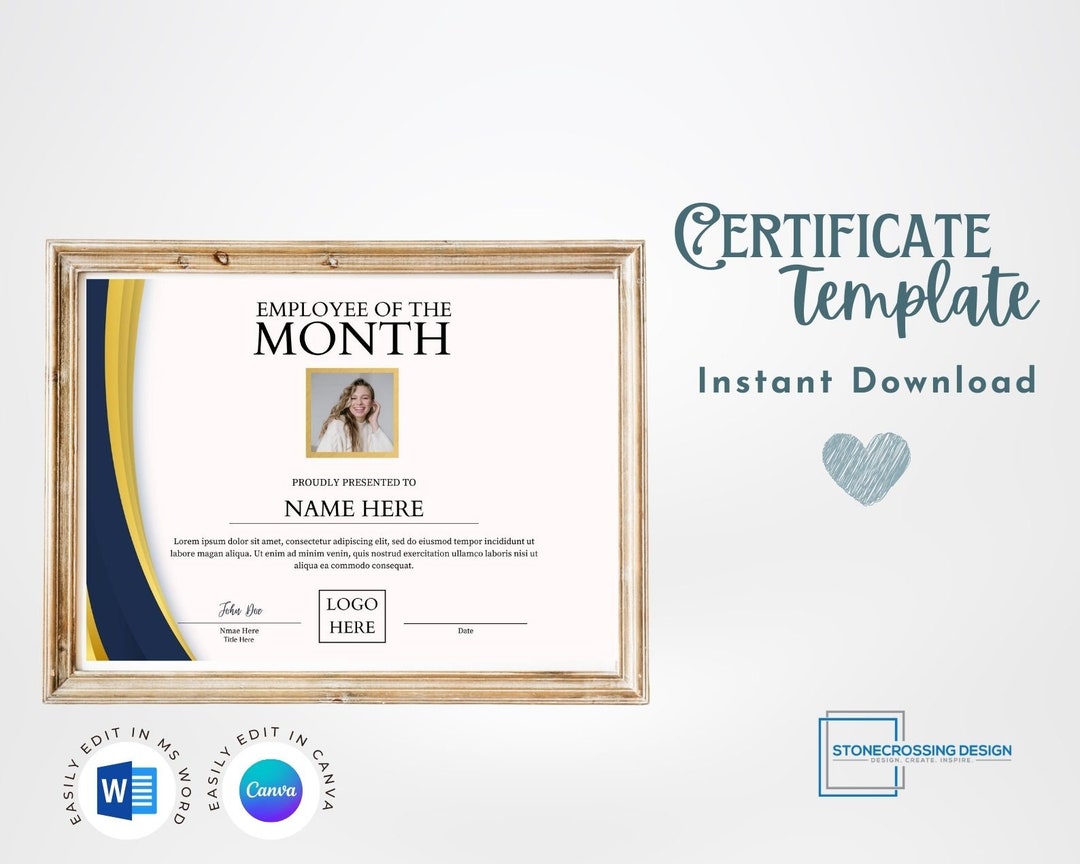 Editable Employee of the Month Certificate Template. Award Template ...