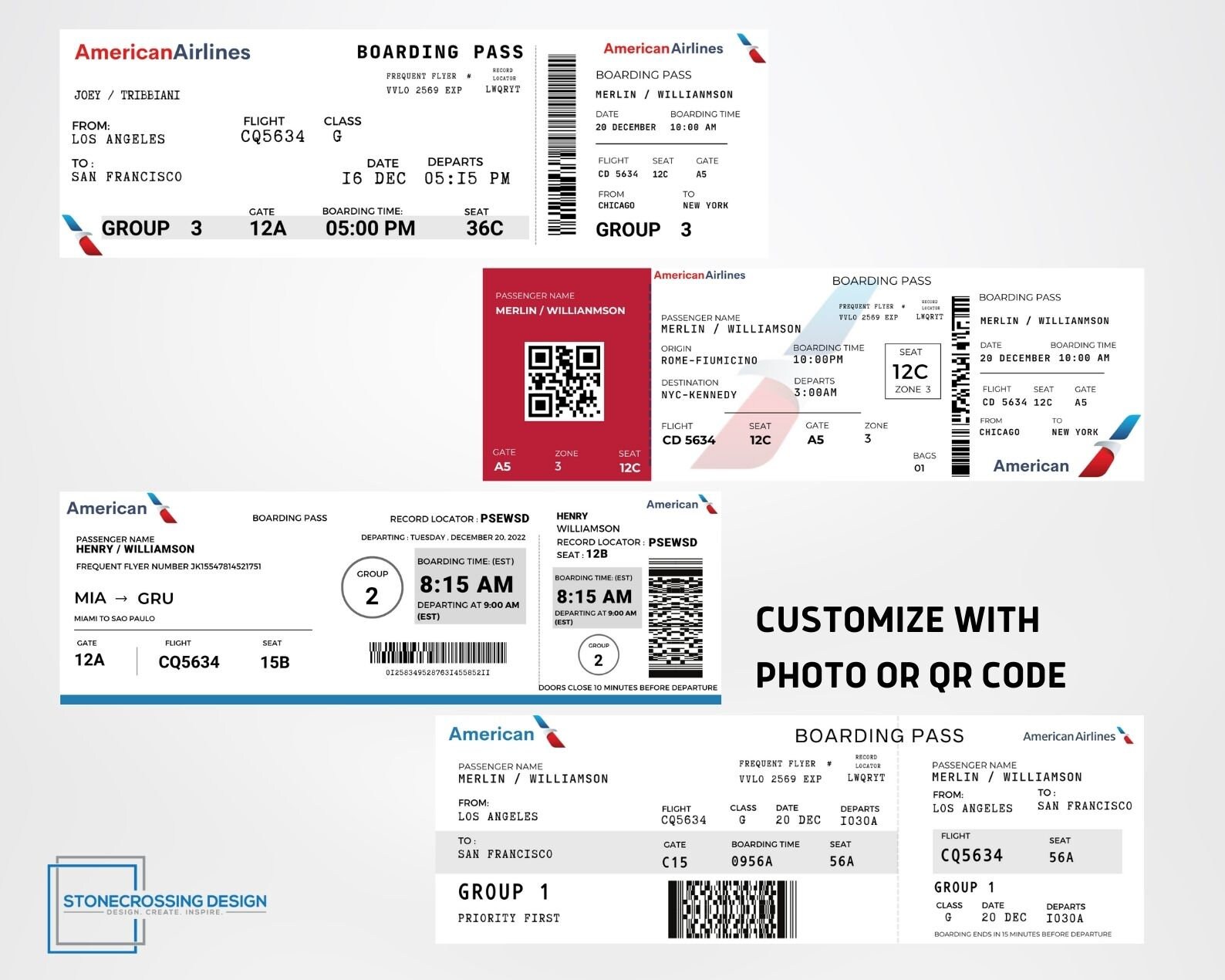 Editable Airline Boarding Pass Ticket Template. Surprise Trip Ticket ...