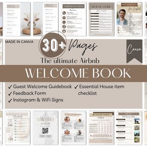 Editable Airbnb Welcome Book Canva Template, Printable Air BNB Welcome Booklet, Vacation House Guest Manual, VRBO Rental Property Host Guide