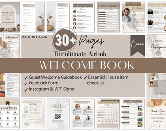 Editable Airbnb Welcome Book Canva Template, Printable Air BNB Welcome Booklet, Vacation House Guest Manual, VRBO Rental Property Host Guide