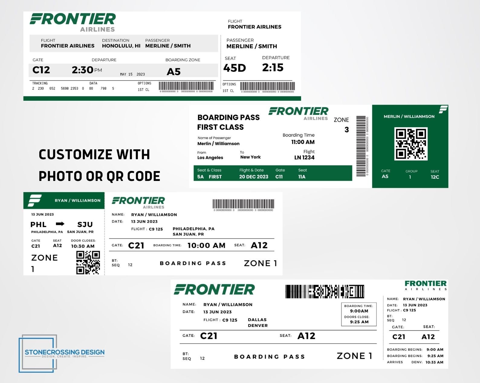 Editable Airline Boarding Pass Ticket Template. Surprise Trip Ticket