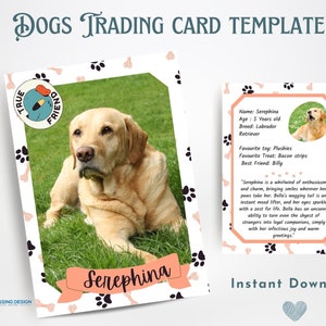 Hund Sammelkarte Vorlage | Sammelkarte Vorlage | Canva Vorlage | Bearbeitbare Sammelkarte | Hundekarte