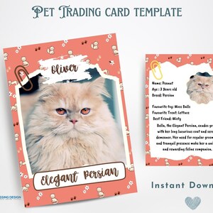Cat Pet Trading Card Template | Pet Trading Card Template | Canva Template | Editable Trading Card | Cat Card