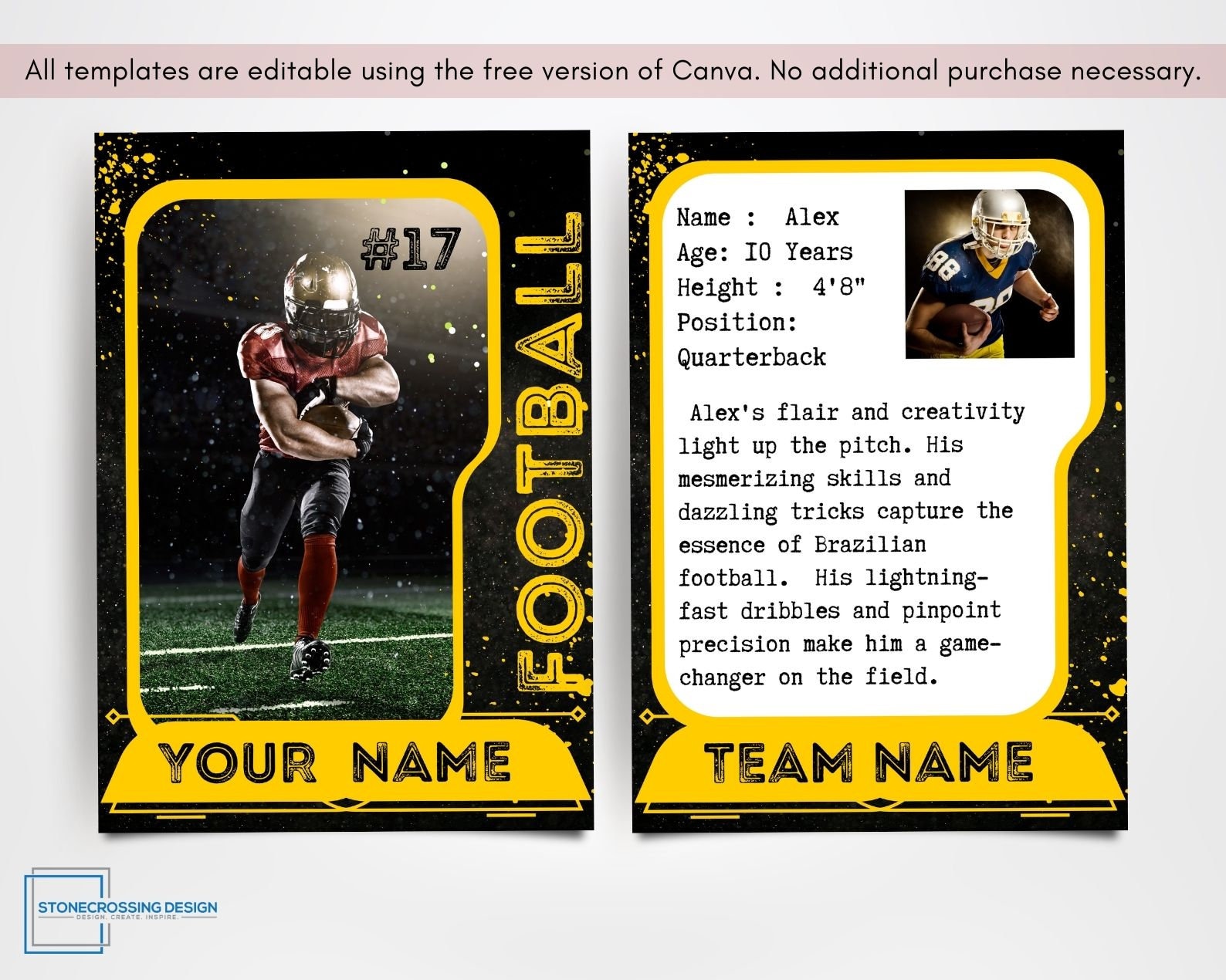 Football Trading Card Template Trading Card Template Canva Template Football Trading Card Template Trading Card Template Canva Template