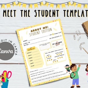 Editable template for Meet the Student. Welcome Letter to School. First Day of School. Teacher School Newsletter.