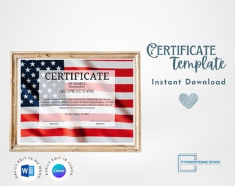 Editable American Flag Template. Award Template. Printable - Etsy