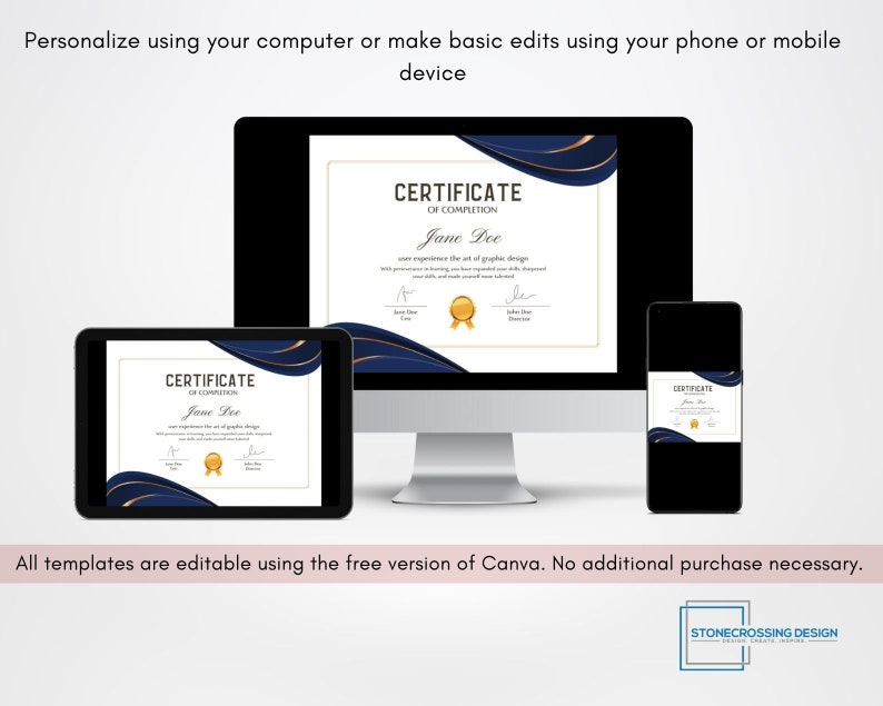 Editable Certificate of Completion Template. Award Template. Printable ...