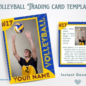 Volleyball Trading Card Template | Trading Card Template | Canva Template | Editable Trading Card | Volleyball Card