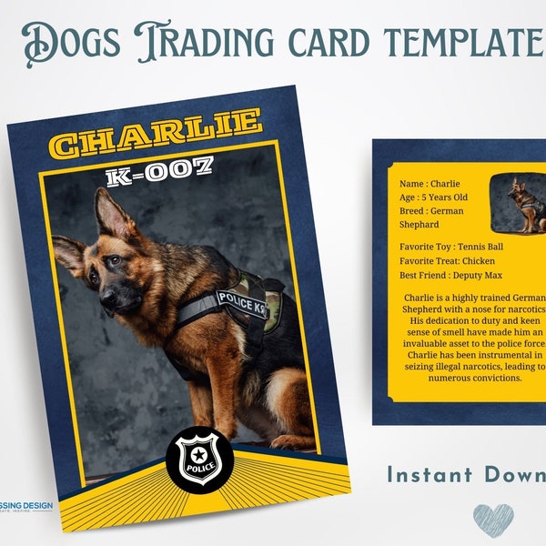 Dog Trading Card Template | Trading Card Template | Canva Template | Editable Trading Card | Dog Card