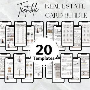 20 Textable Real Estate Cards. Real Estate Marketing. Canva Template. Textable Prospecting Cards. Open House.