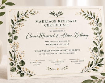 Editable Marriage Certificate Template, Canva Certificate, Printable Certificate, Digital Certificate, Instant Download