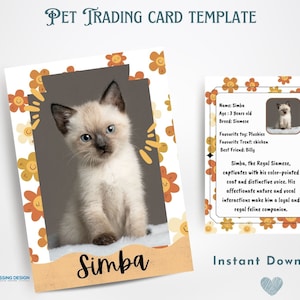 Cat Pet Trading Card Template | Pet Trading Card Template | Canva Template | Editable Trading Card | Cat Card