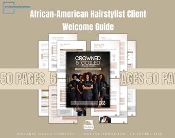 African American Hair Stylist Client Welcome Guide | Canva Salon Packet (Digital Download)
