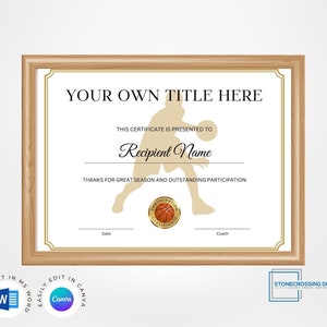 Editable Basketball Sports Certificate. Recognizing Sporting Excellence ...