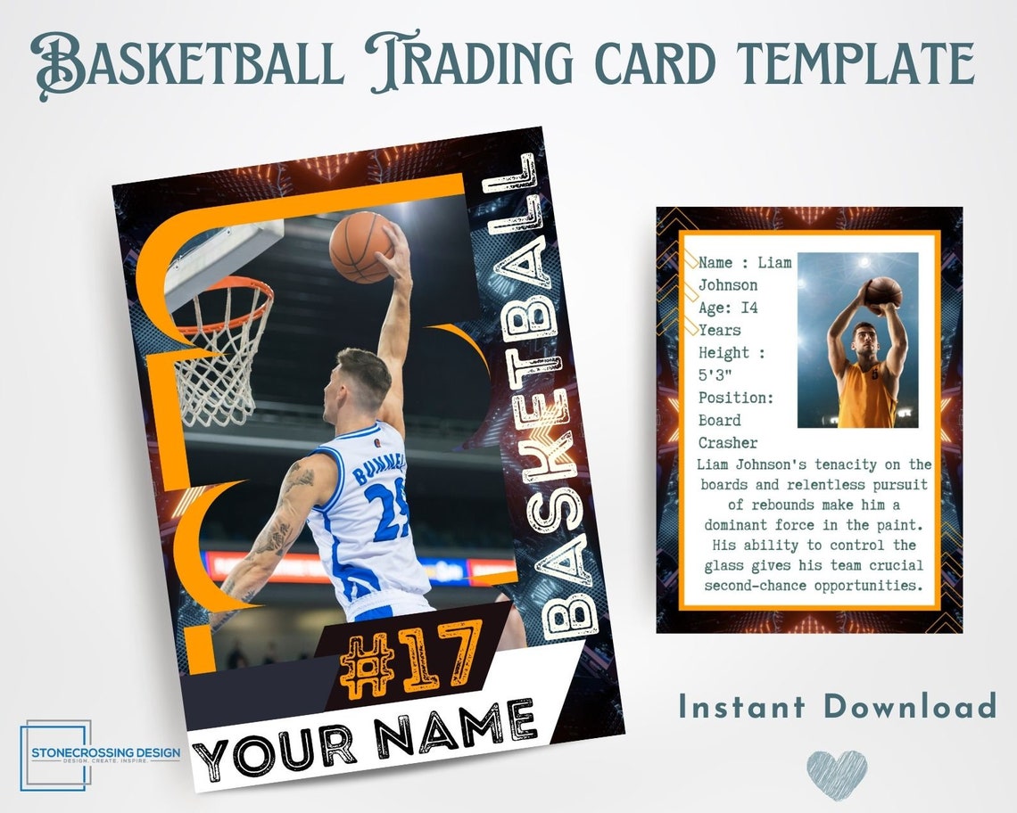 Basketball Trading Card Template Trading Card Template Canva Template Basketball Trading Card Template Trading Card Template Canva Template