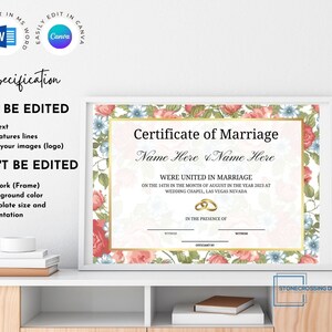Editable Certificate of Marriage Template. Marriage License. Printable ...