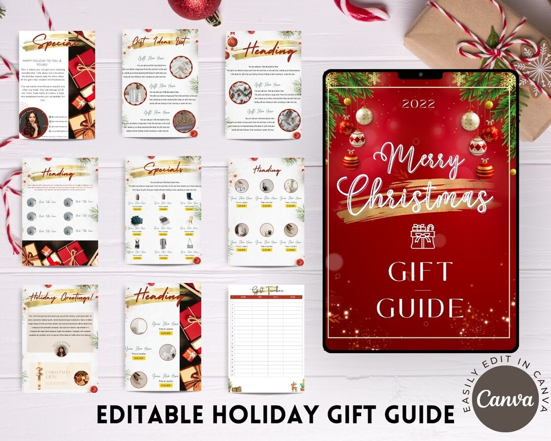 10page Christmas Gift Guide Canva Template Editable Canva Christmas