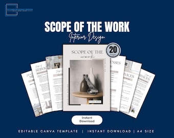 Interior Design Scope of Work Template | Client Contract (Editable Canva)